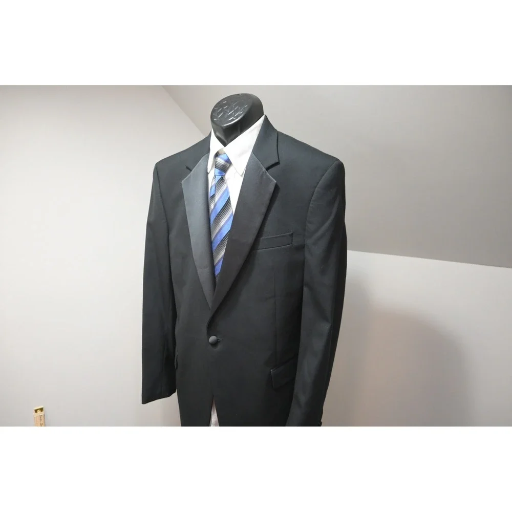 Jos a Bank Tuxedo Suit Set Mens Size 43L 36x32 Black Peak Lapel Formal Excellent